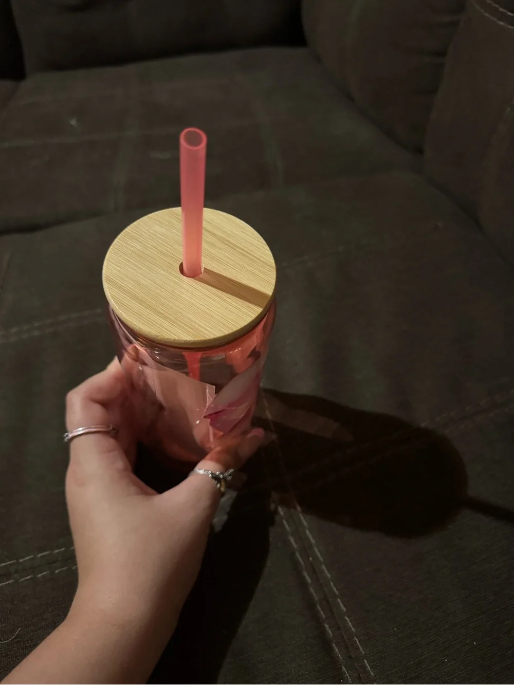 Pink Bow Acrylic Tumbler with Straw